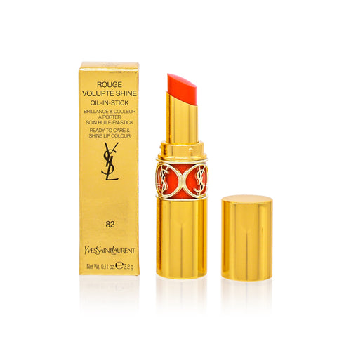 YSL/ROUGE VOLUPTE SHINE OIL-IN-STICK LIPSTICK (82) ORANGE CREPE 0.15 OZ