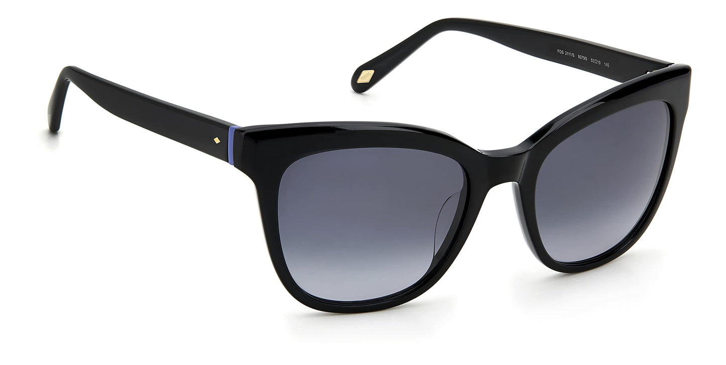 Fossil Women's Female Sunglass Style FOS 2111/S Cat Eye, Black/Gray Shaded, 53mm, 19mm