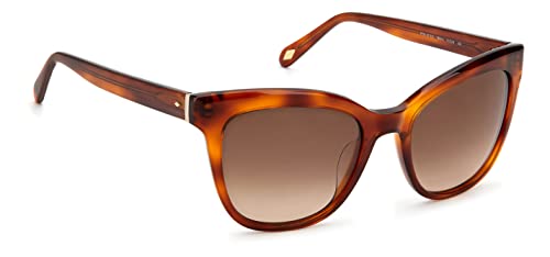 Fossil Women's Female Sunglass Style FOS 2111/S Cat Eye, Havana/Brown Gradient, 53mm, 19mm