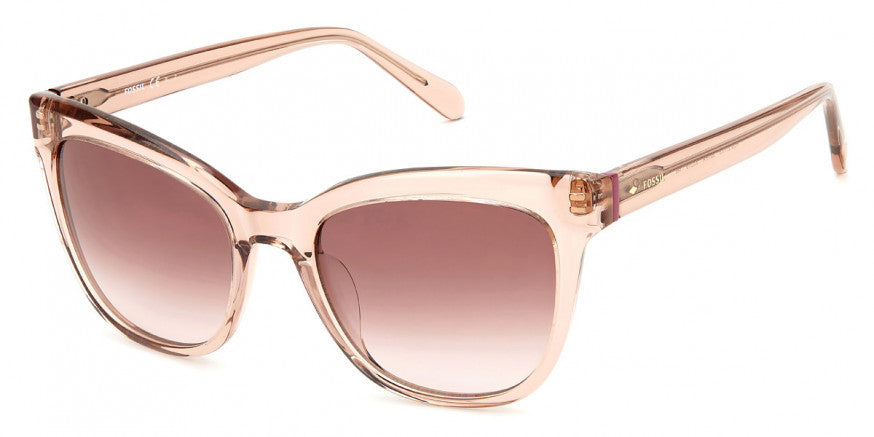 Fossil Women's Female Sunglass Style FOS 2111/S Cat Eye, Crystal Pink/Brown Gradient, 53mm, 19mm