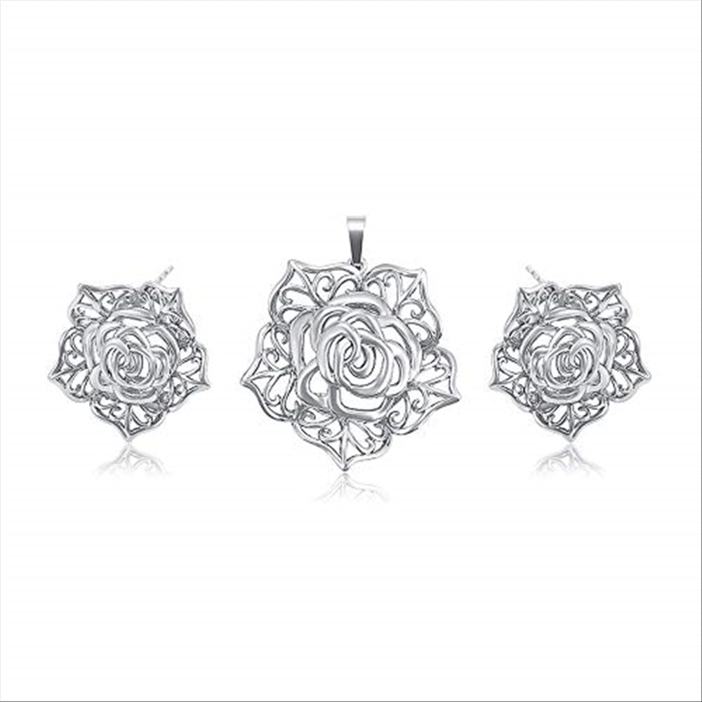 Charles Delon Copper CZ Pendant Earrings Set for Womens Jewerly Sets - megafashion11Jewelry