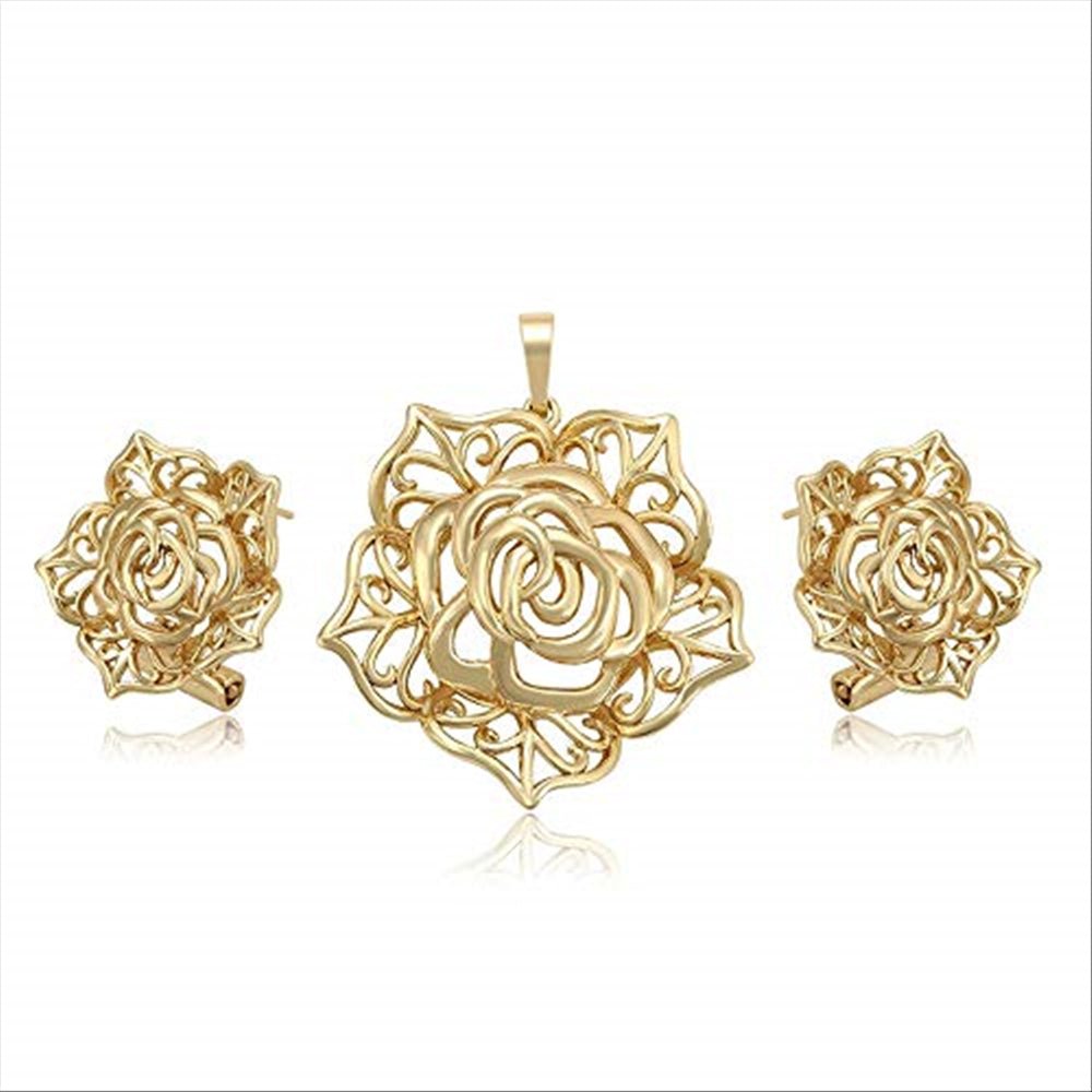 Charles Delon Copper CZ Pendant Earrings Set for Womens Jewerly Sets - megafashion11Jewelry