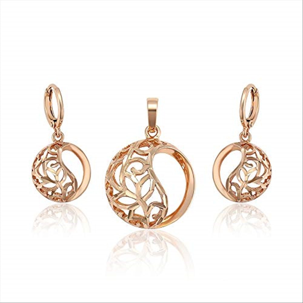 Charles Delon Stainless Steel CZ Pendant Earrings Jewelry Set for Womens - megafashion11Jewelry