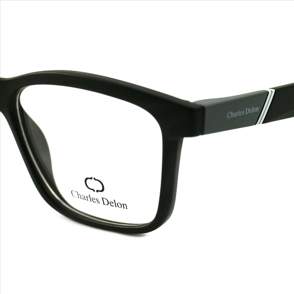 Eyeglasses Men Matte Black/Grey White Frames Rectangle 53 18 145 Charles Delon - megafashion11Monturas