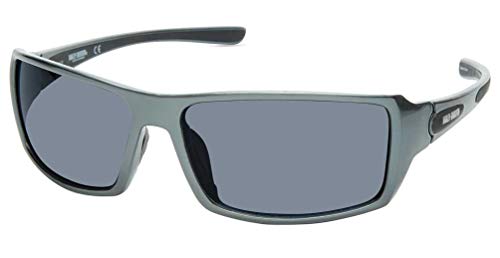 Harley-Davidson Men's Shallow Sport Sunglasses, Shiny Gray Frame & Smoke Lenses