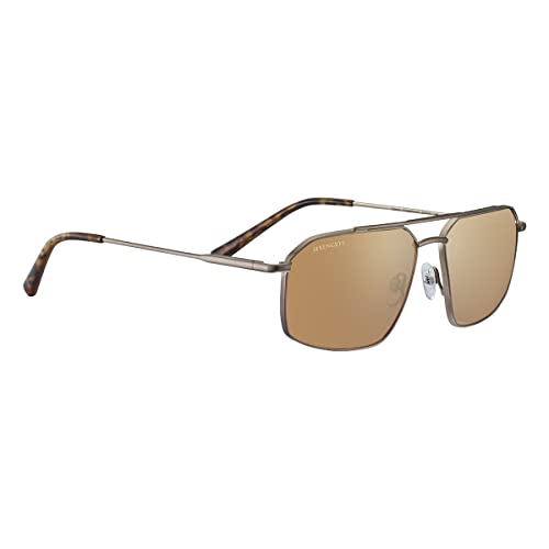 Serengeti Men's Wayne Polarized Square Sunglasses, Brushed Bronze, Medium