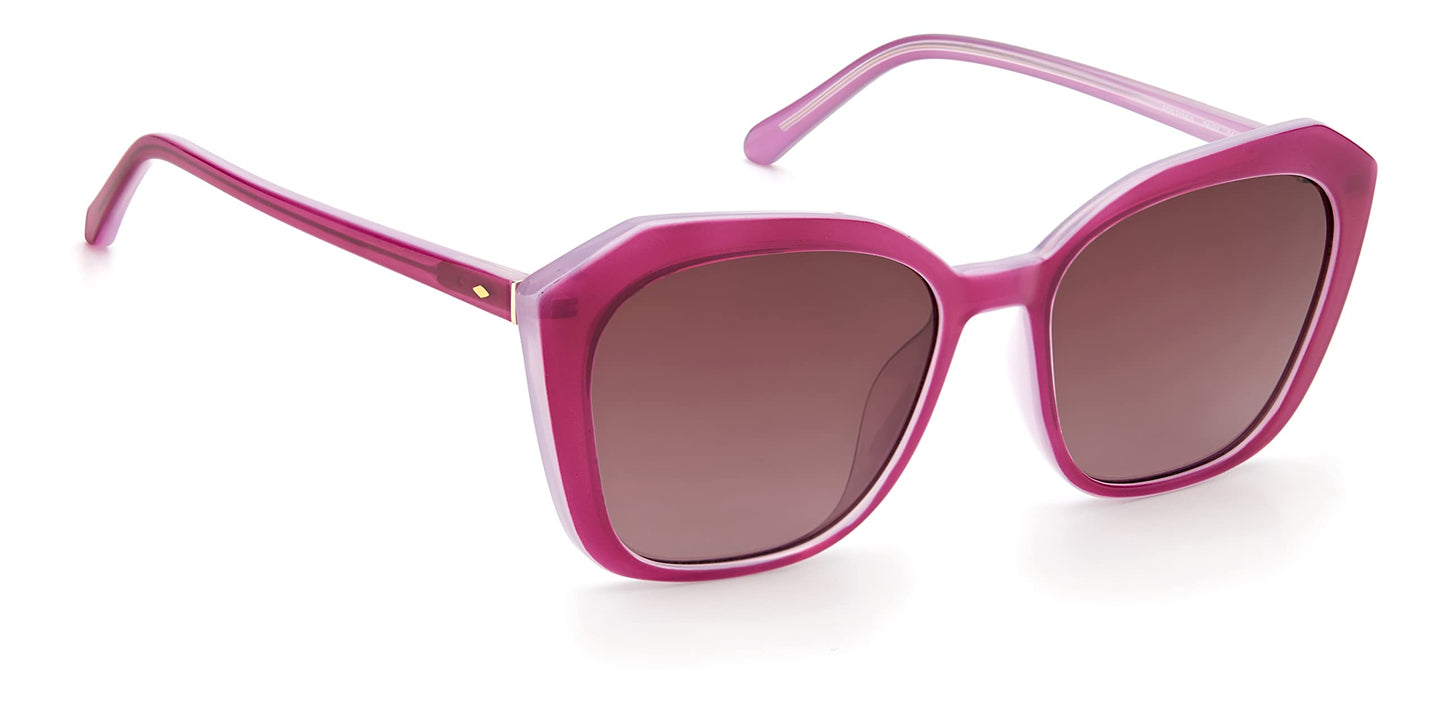 Fossil Women's Female Sunglass Style FOS 3116/S Rectangular, Raspberry/Burgundy Shaded, 54mm, 17mm