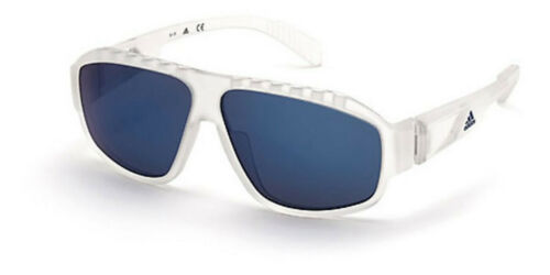 Adidas Men Sunglasses SP0025 26X Square Clear/Blue Mirrored Aviator 62 10 140