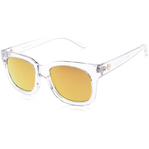 SPY Women Sunglasses Shandy Crystal - Gray/Gold Mirrored Square 52-20-147