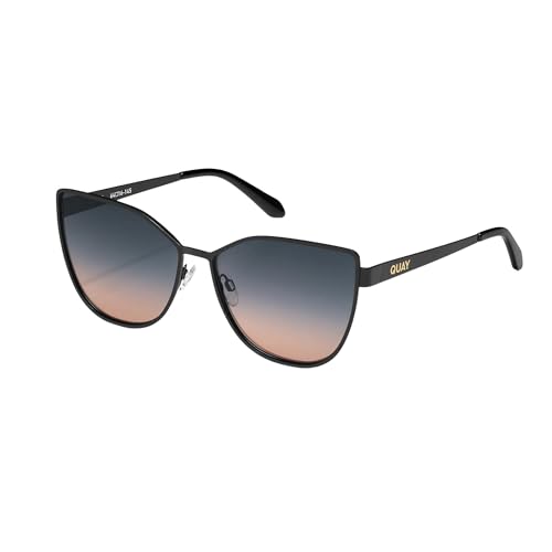 Quay Women's In Pursuit Oversized Cat Eye Sunglasses (Black Frame/Smoke Coral Lens)