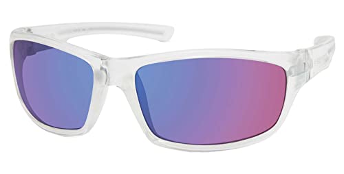 Harley-Davidson Men's Stripe Sunglasses, Crystal White Frames/Blue Mirror Lenses