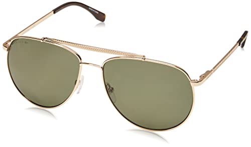 Lacoste Men's L177S Aviator Sunglasses, Gold/Green Polarized, 59 mm