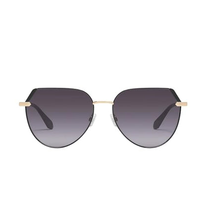 Quay Women's Main Character Oversized Flat-Top Rounded Sunglasses (Black Gold Frame/Smoke Lens)