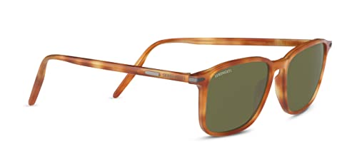 Serengeti Square 8932 Acetate Lenwood, Shiny Caramel Mineral Polarized 555nm, One Size