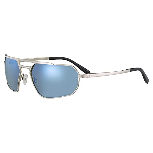 Serengeti Hinkley Sunglasses (Shiny Silver -Saturn Polarized 555nm Blue)