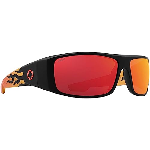 SPY Sunglasses  Boo Johnson Logan Matte Blk Orange Flames Happy Gry Grn Red