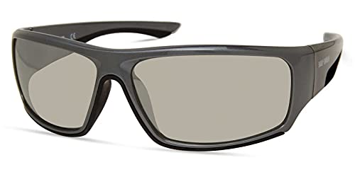 Harley-Davidson Men's Wide Wrap Sunglasses, Gray Frame/Smoke Mirror Lenses