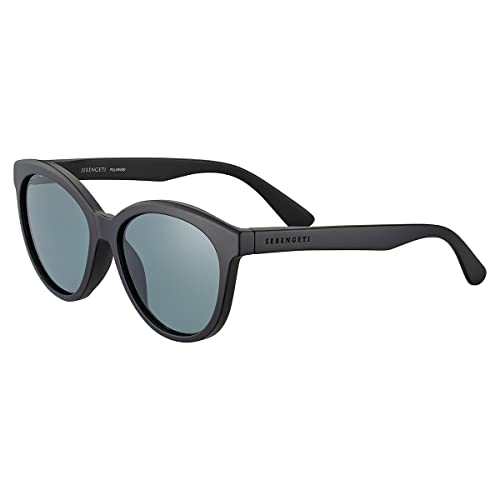 Serengeti Women's ENDEE Rectangular Sunglasses, Matte Black, Medium