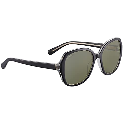 Serengeti Women's Hayworth Rectangular Sunglasses, Shiny Black