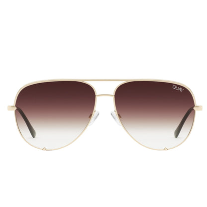 Quay HIGH KEY EXTRA LARGE GOLD/BROWN FADE POLARIZED