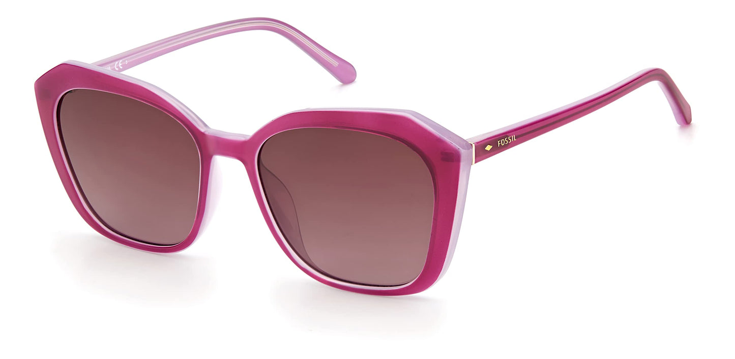 Fossil Women's Female Sunglass Style FOS 3116/S Rectangular, Raspberry/Burgundy Shaded, 54mm, 17mm