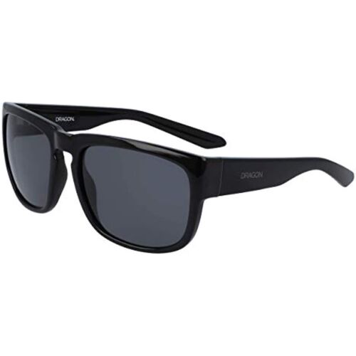 Dragon Men Sunglasses Rune 001 Rectangle Shiny Black/Smoke Polarized UVA 58 - 18 - MegafashionSunglasses