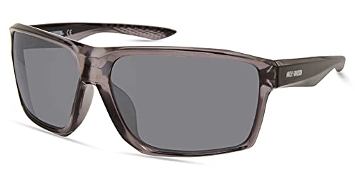 Harley-Davidson Men's Geometric Edge Sunglasses, Gray Frame/Smoke Mirror Lenses