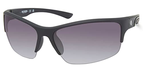 Harley-Davidson Men's Angular Wrap Sunglasses, Matte Blue Frames & Smoke Lenses