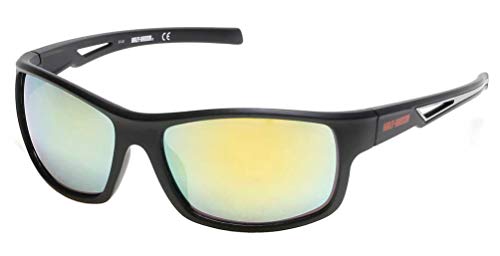 Harley - Davidson Men's Vented Temple Sunglasses, Matte Black Frame/Mirror Lenses - MegafashionSunglasses