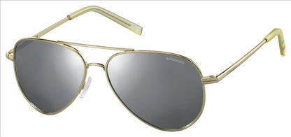 Polaroid For Men Or Womens Sunglasses PLD8015N J5G Gold Grey Silver Pilot Mirror/Polarized - MegafashionSunglasses