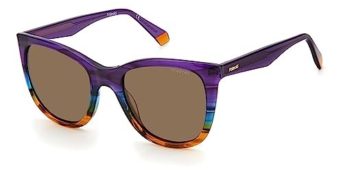 Polaroid Sunglasses Women's PLD 4096/S/X Cat Eye Sunglasses, Violet/Polarized Bronze, 52mm,20mm - megafashion11Sunglasses