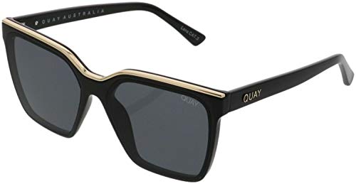 Quay Women's Level Up QW-000636-BLKGLD/SMK Black Square Sunglasses - megafashion11Sunglasses
