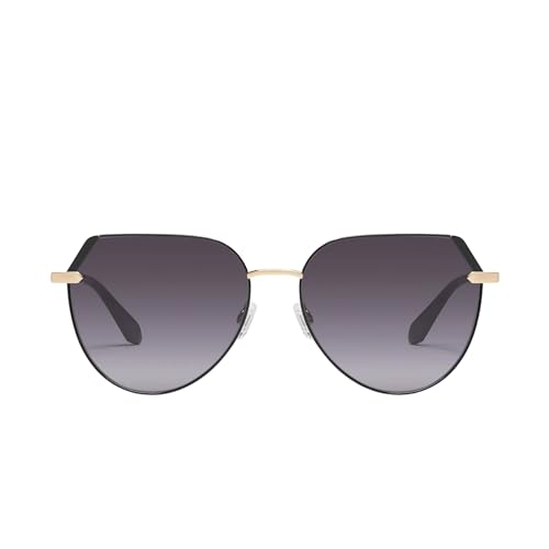 Quay Women's Main Character Oversized Flat - Top Rounded Sunglasses (Black Gold Frame/Smoke Lens) - MegafashionSunglasses