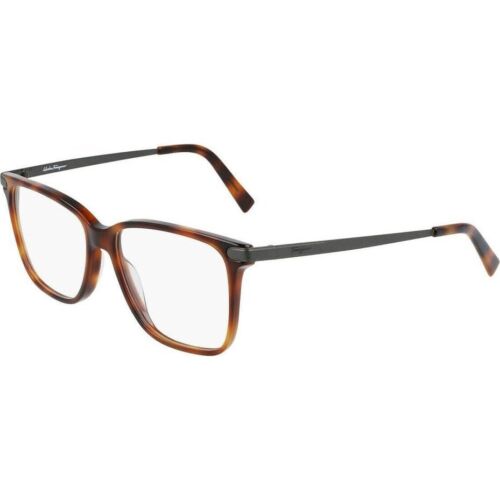 Salvatore Ferragamo Men Eyeglasses SF2877 068 Tortoise/Matte Ruthenium Rectangle - MegafashionMonturas