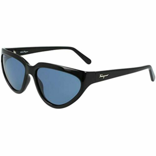 Salvatore Ferragamo women sungla SF1017S 001 Black/Blue Oval Cat eye 100%UV 60 - MegafashionSunglasses