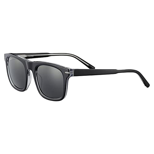 Serengeti Charlton Square Sunglasses, Shiny Black Transparent Layer, Medium-Large - megafashion11Sunglasses