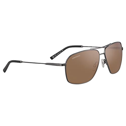 Serengeti Men's DORWINN Square Sunglasses, Shiny Gunmetal, Extra Large - MegafashionSunglasses