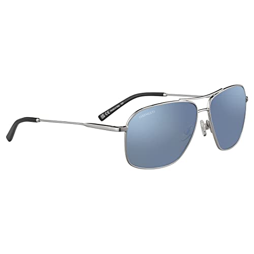 Serengeti Men's DORWINN Square Sunglasses, Shiny Silver, Extra Large - MegafashionSunglasses