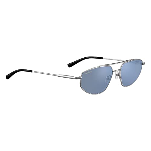 Serengeti Men's Marlon Polarized Rectangular Sunglasses, Shiny Silver, Medium - MegafashionSunglasses