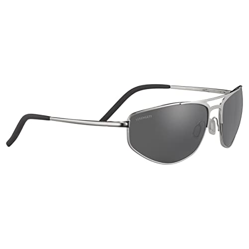 Serengeti Men's MASTEN Oval Sunglasses, Shiny Silver, Large - megafashion11Sunglasses