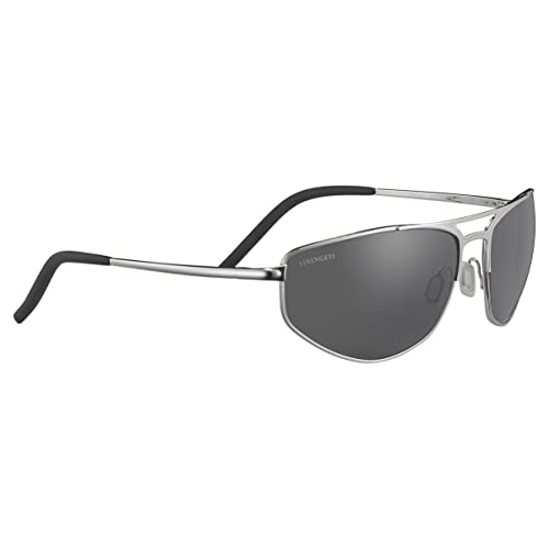 Serengeti Men's MASTEN Oval Sunglasses, Shiny Silver, Large - MegafashionSunglasses