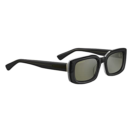 Serengeti Nicholson Polarized Rectangular Sunglasses, Shiny Black - MegafashionSunglasses