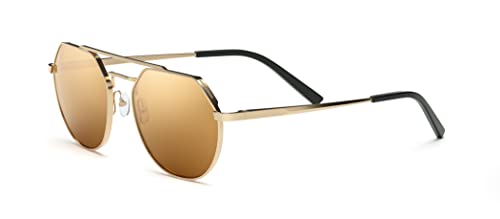 Serengeti Shelby Polarized Round Sunglasses, Shiny Light Gold, Medium - megafashion11Sunglasses