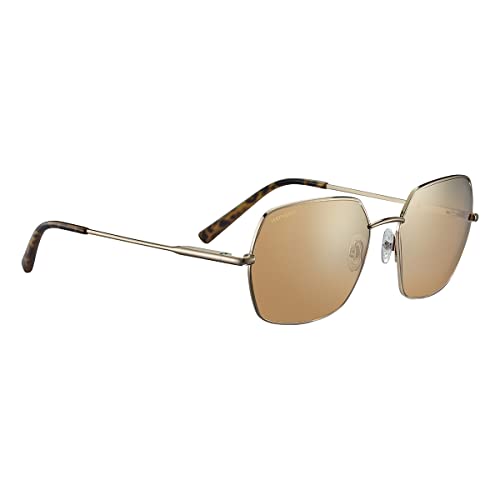 Serengeti Women's LOY Polarized Square Sunglasses, Shiny Light Gold, Large - MegafashionSunglasses