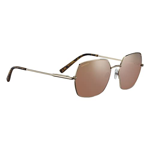 Serengeti Women's LOY Square Sunglasses, Shiny Light Gold, Large - MegafashionSunglasses