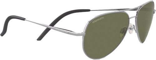 Serengetti Men/Women Sunglasses Carrara Small Shiny Silver/Green Polarized - megafashion11Sunglasses