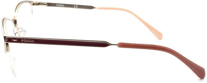 Womens Frame Eyeglasses Fossil Oval 7011 Burgundy Gold Semi Rimless 52 17 140 - MegafashionMonturas