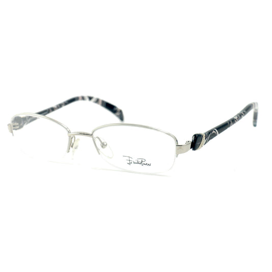 Emilio Pucci Womens Eyeglasses EP2146 045 Silver/White 52 17 135 Semi Rimless Ova