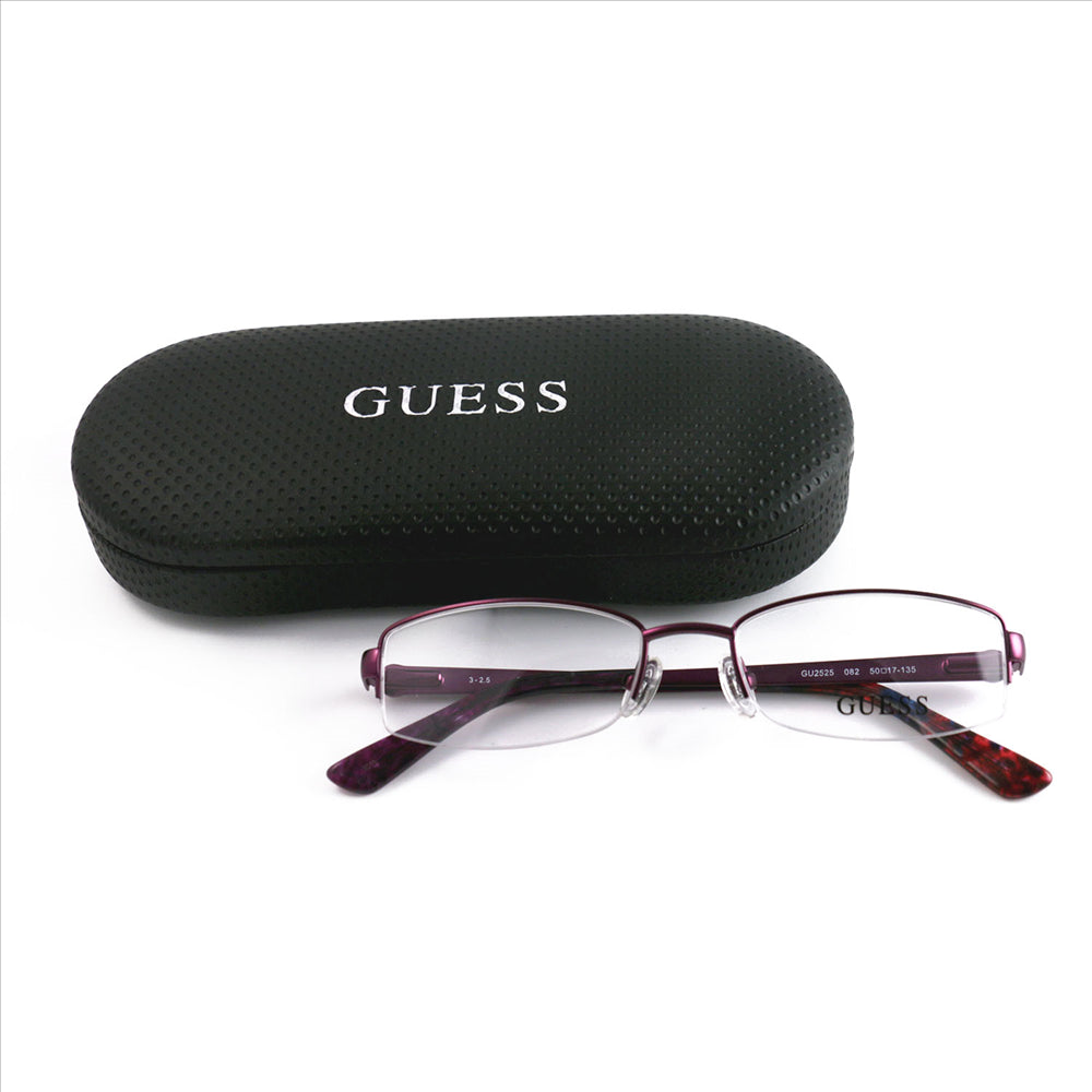 Guess Eyeglasses Womens GU 2525 082 Purple 50 17 135 Semi Rimless Oval