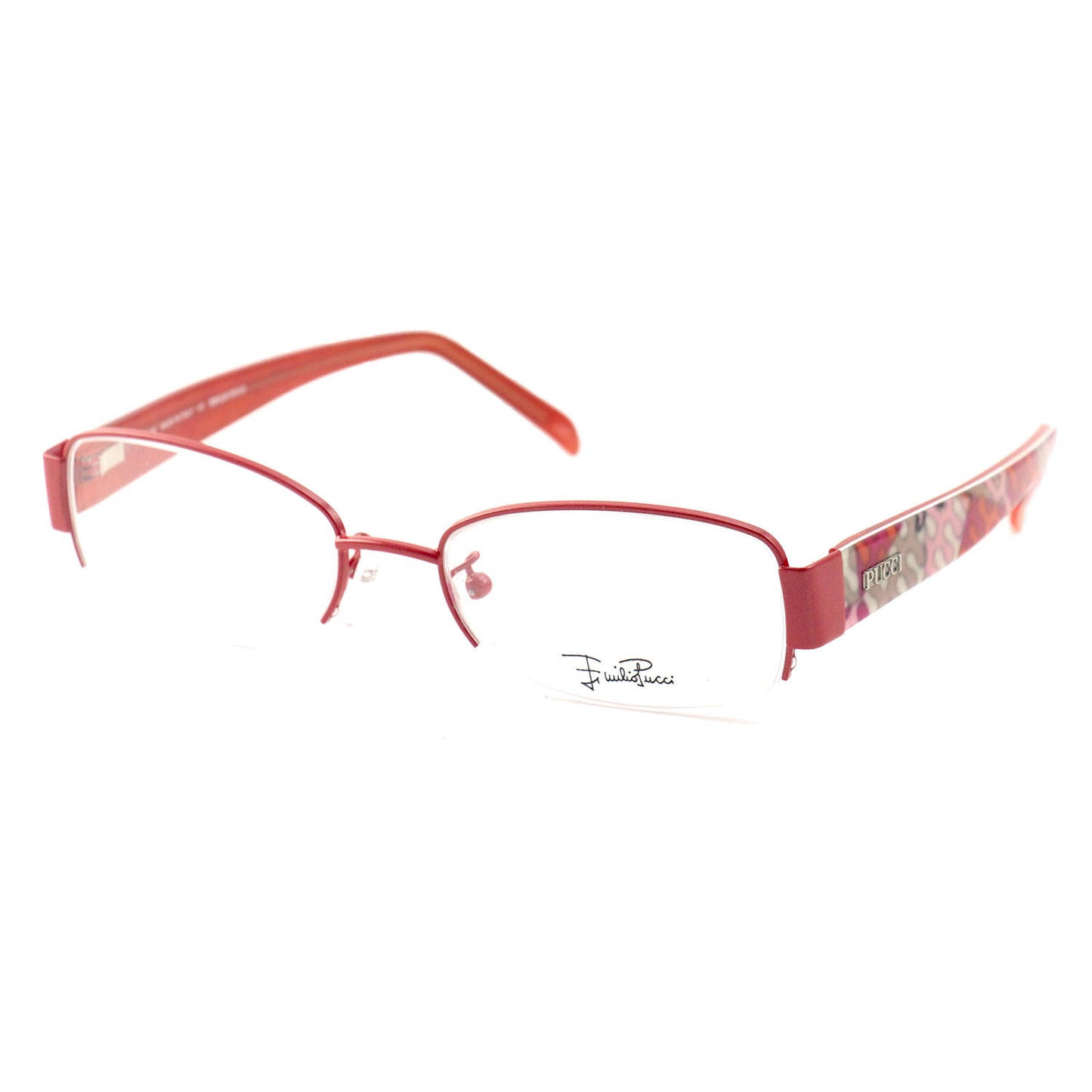 Emilio Pucci Womens Eyeglasses EP2132 800 Orange 53 18 135 Semi Rimless Oval